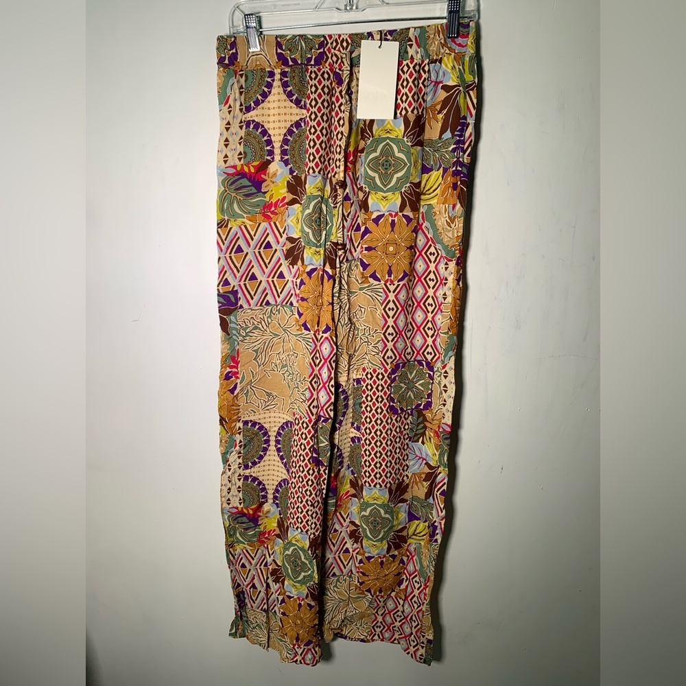 Zara NWT multicolor floral patchwork printed wide… - image 3